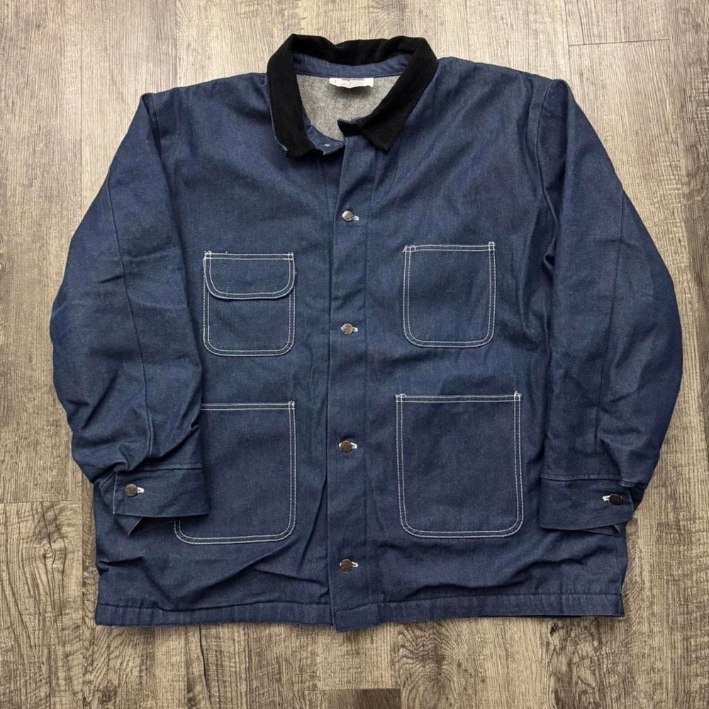 Vintage Bob Barker Blanket Lined Denim Jean Chore Jacket Barn Coat 2XL